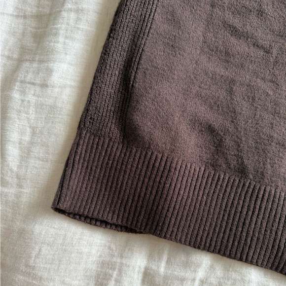 LOFT Petite Open Front Button Up Cardigan Sweater in Chocolate Brown - Picture 4 of 8